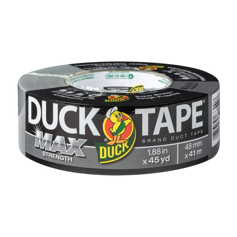 داك براند شريط لاصق بقوة قصوى من Duck Brand، فضي، عبوة لفة واحدة، 1.88 بوصة × 45 ياردة، 240201 - Image 1